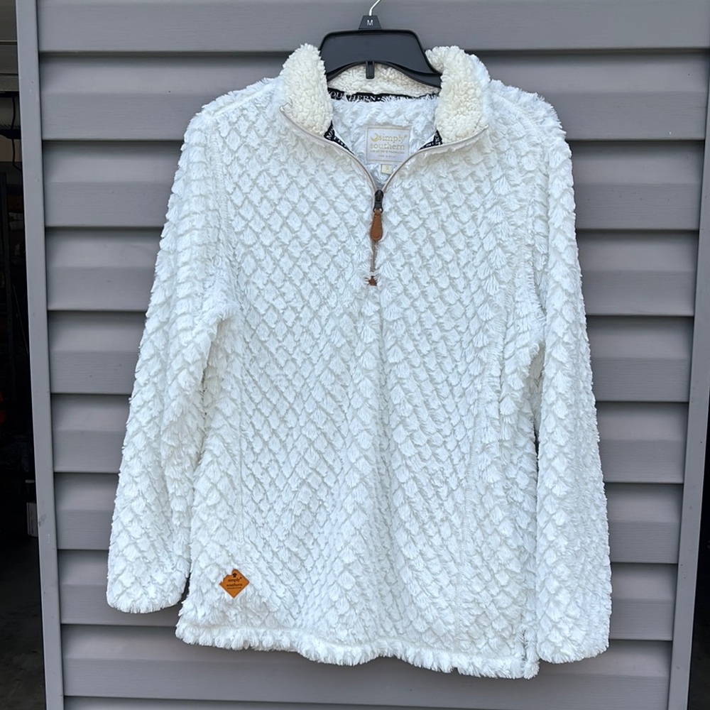 Simply Southern Textured White Pullover